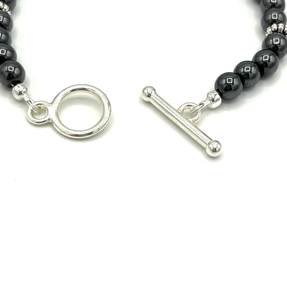 HAND CRAFTED Black Hematite Bracelet with Silver Elephant - Picture 6 of 6